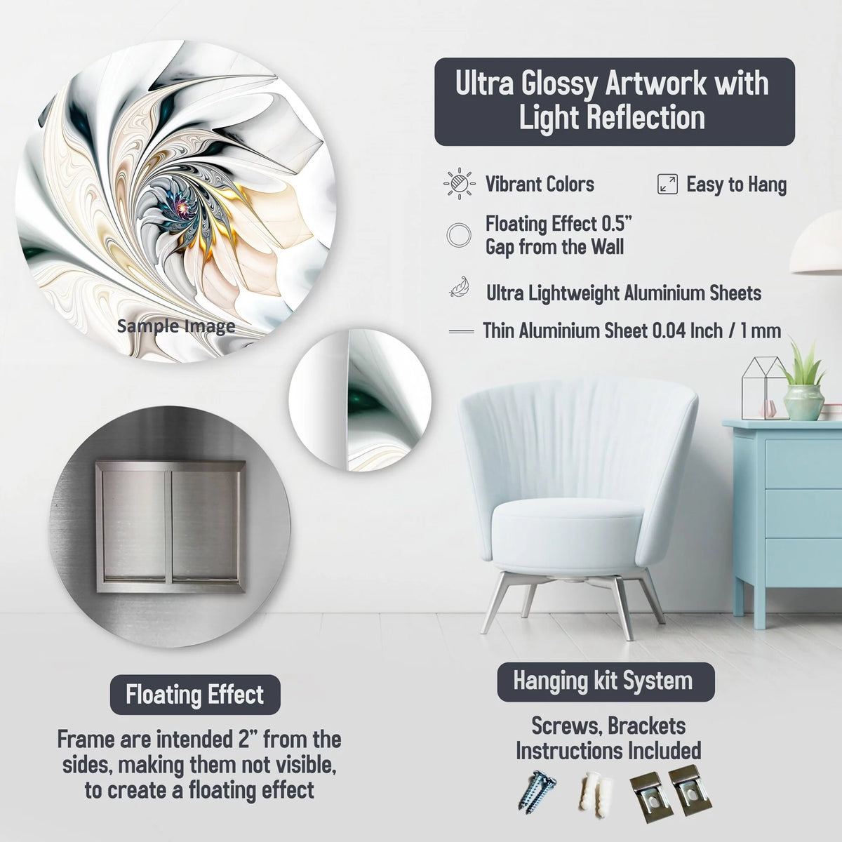Floral Daisy Metal Wall Art Prints R3364