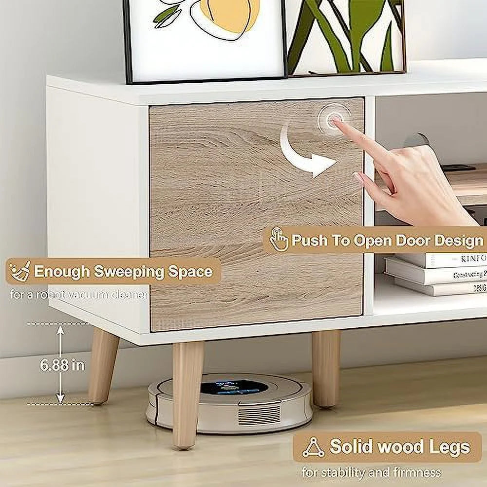 Black Walnut TV Stand with Push Up Doors M1408