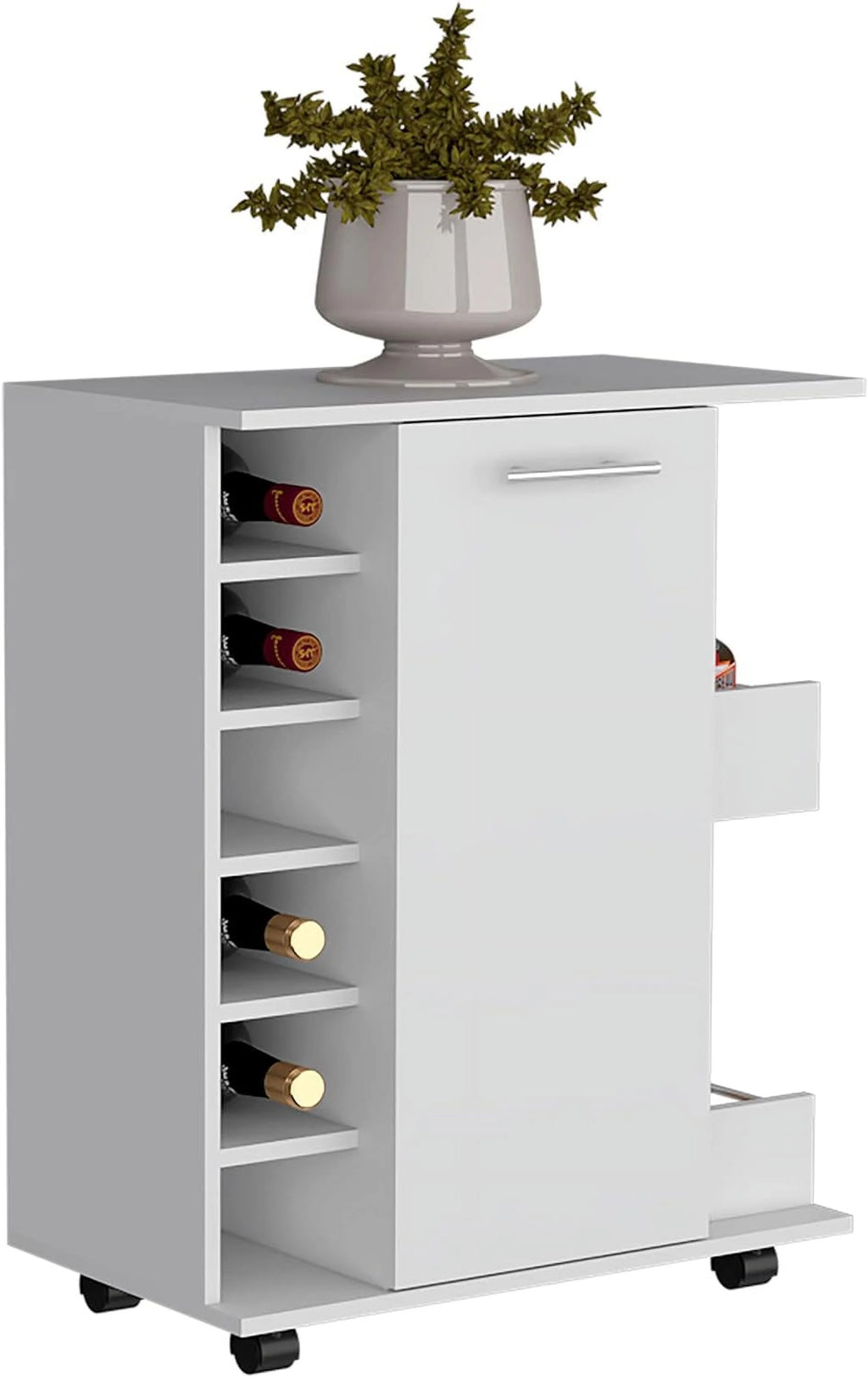 Bar Car with 6-Built In Bottle Racks and 2-Open Side Shelves R47729