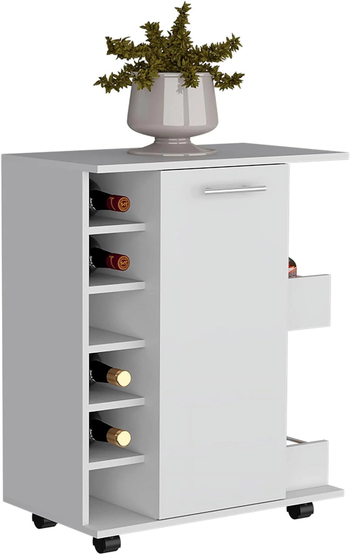 Bar Car with 6-Built In Bottle Racks and 2-Open Side Shelves R47729