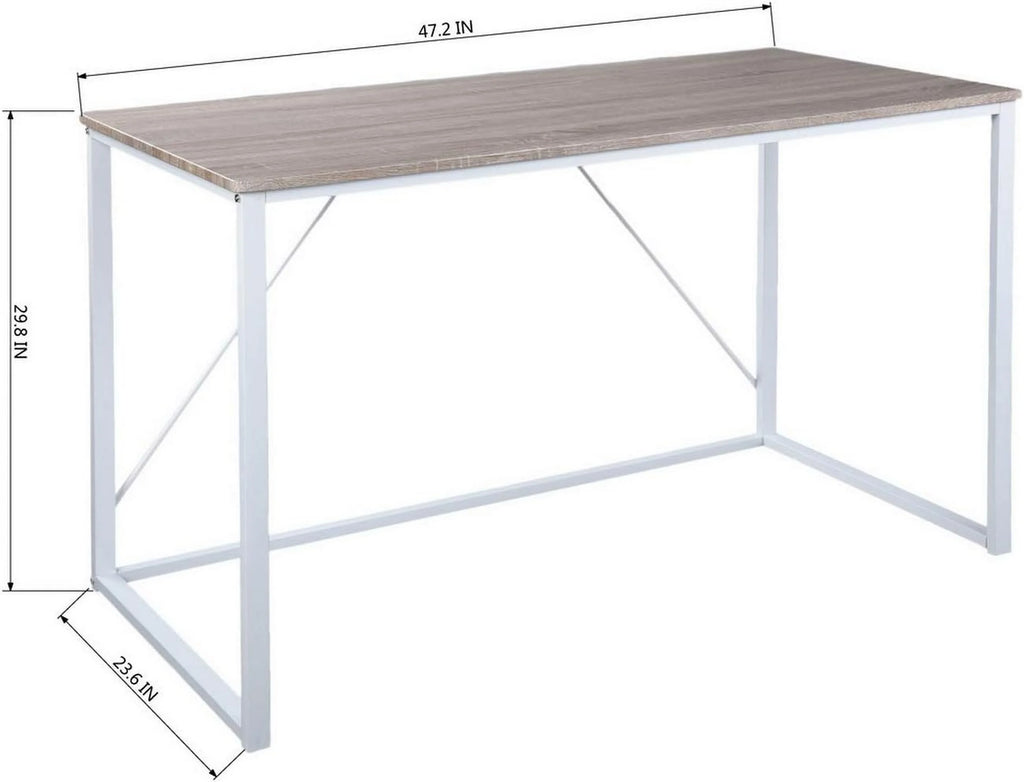 47.2 Inch Light Brown and White Computer Desk with Metal Frame W846