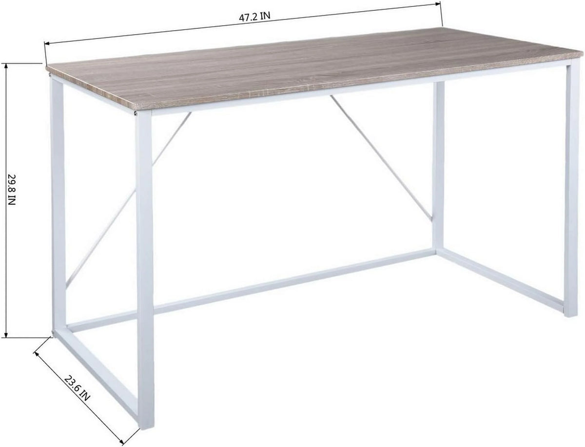 47.2 Inch Light Brown and White Computer Desk with Metal Frame W846