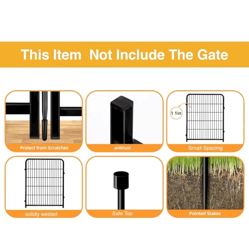 48 in Decorative Garden Fence with Gate, 8 Panels Heavy Duty Iron Animal Barrier Fence Q52385