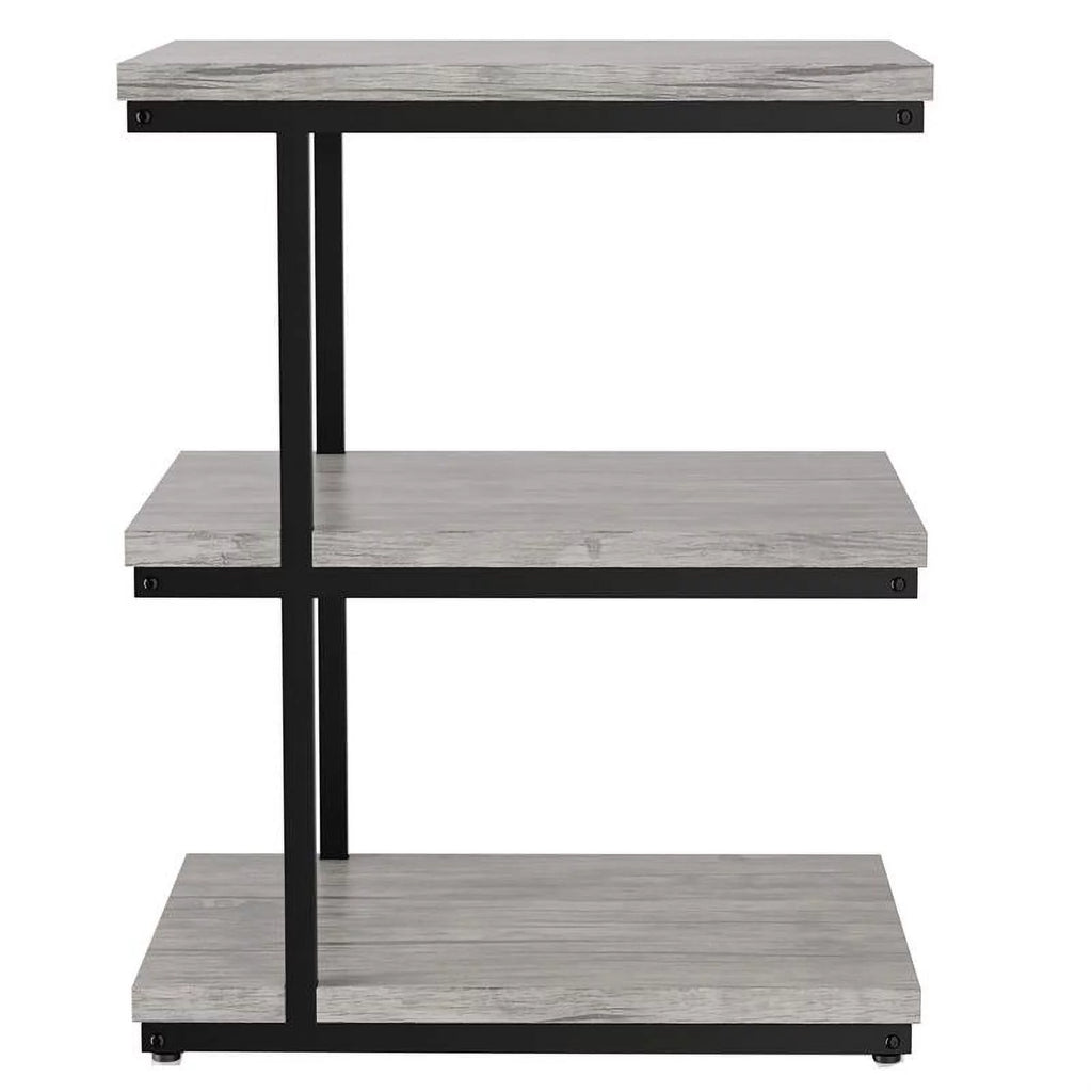 Light Gray 3-Shelf Metal Side Table Set of 2 Y864