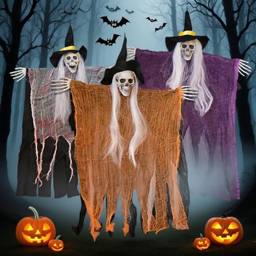 3 Pack Skeleton Ghosts Hanging Halloween Decorations Y56076