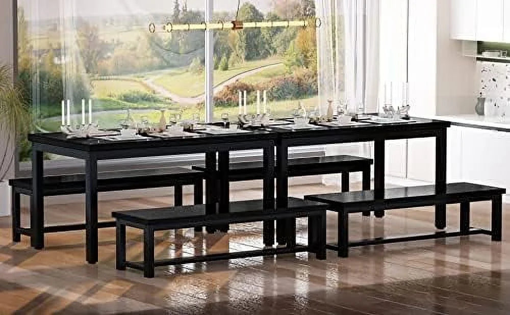 Black 4 Person Space Saving Kitchen Table Set with Rack R9737