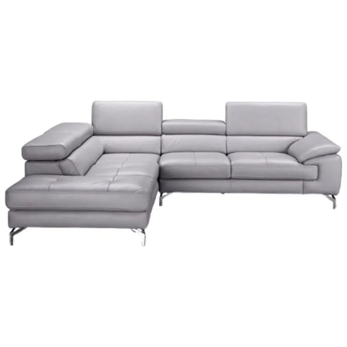 Grey Leather Sectional Sofa with Right Hand Facing Chaise O201068