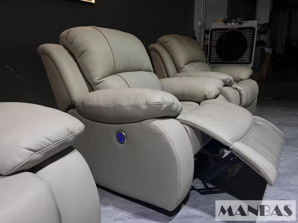 Manual Electric Recliner Sofa Genuine Leather Couch Q8522