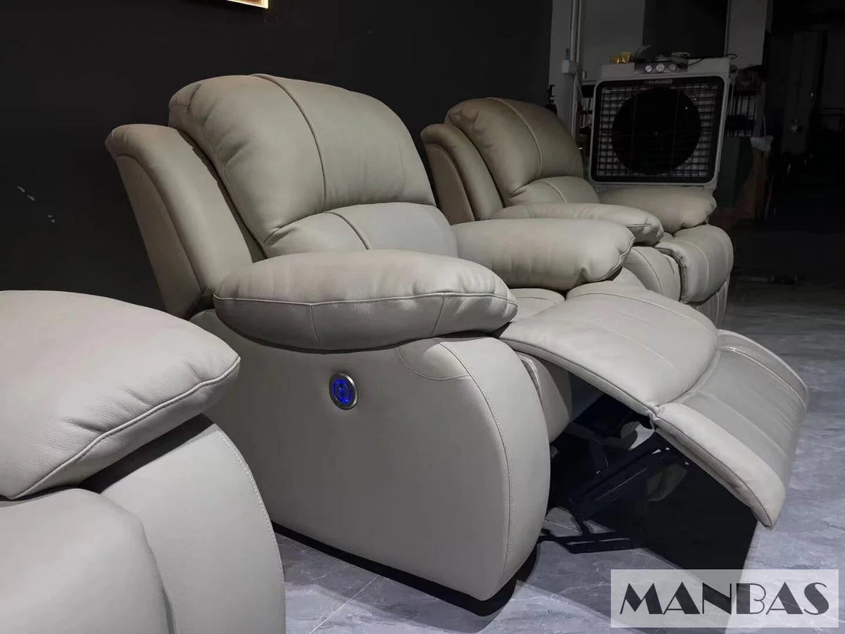 Manual Electric Recliner Sofa Genuine Leather Couch Q8522