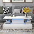 White LED Coffee Table with Drawers S651