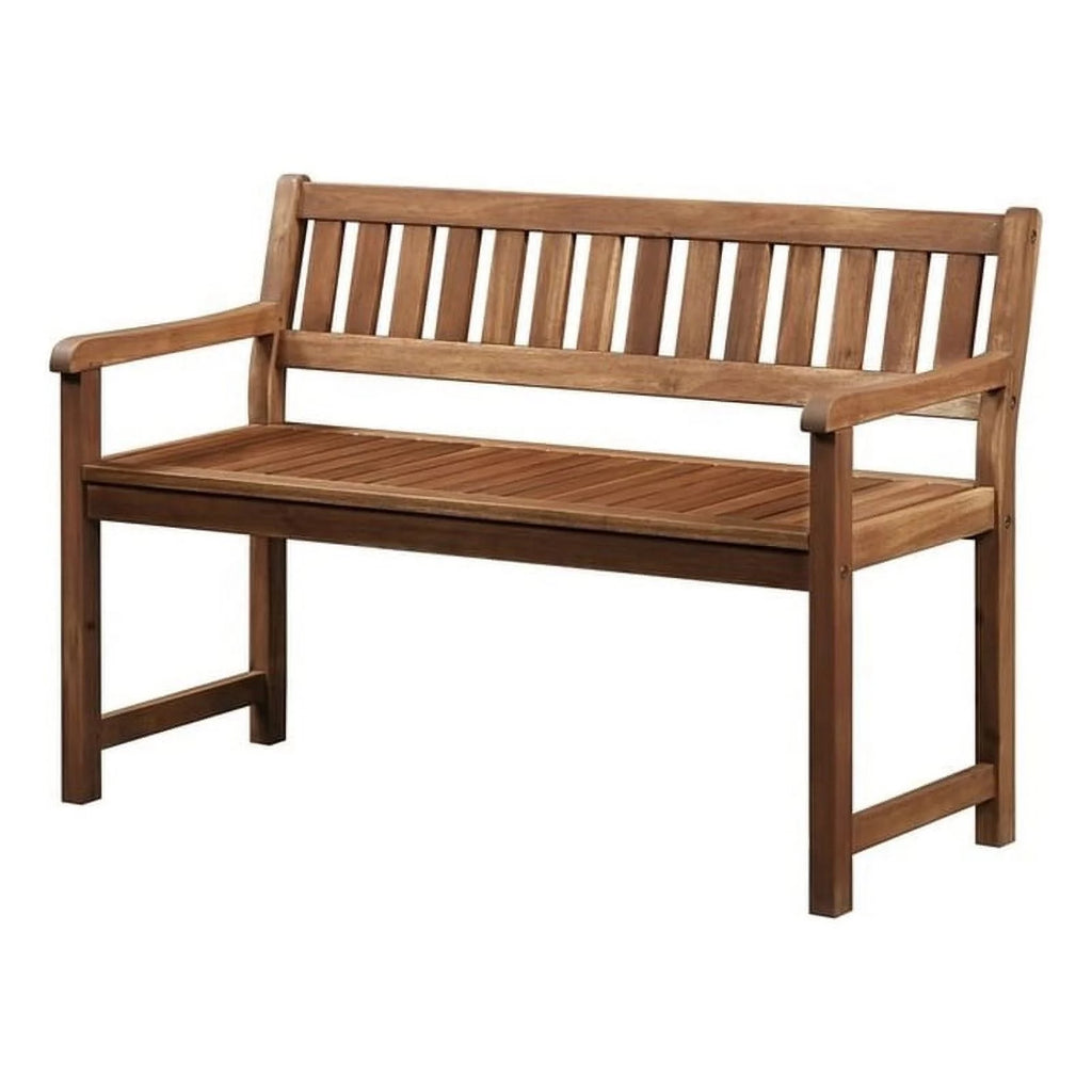Brown Teak Wood Patio Bench I72756
