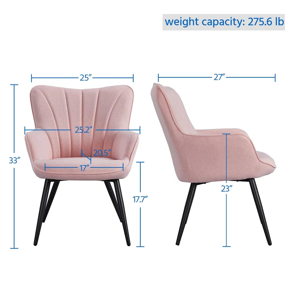 Pink Upholstered Fabric Accent Chair E245