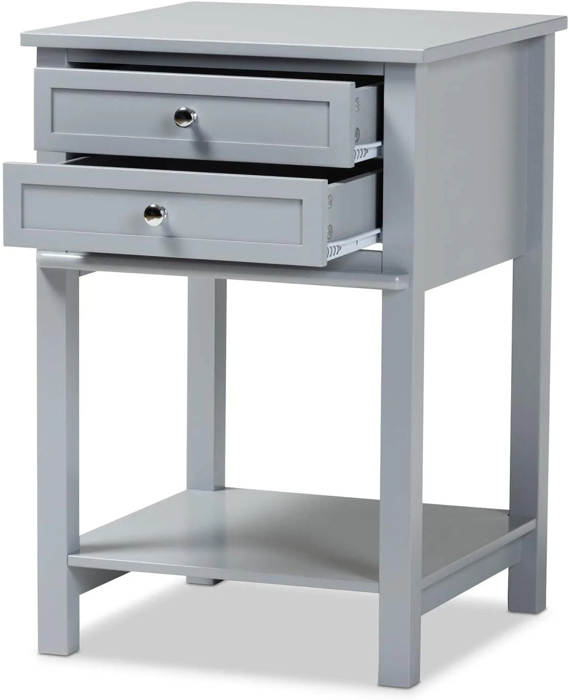 Light Grey 2-Drawer Wood End Table P4276