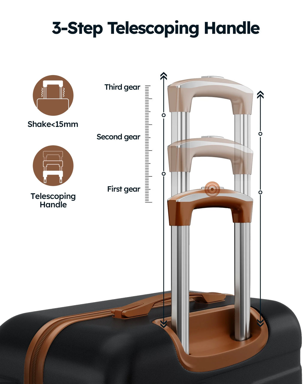 20 inch Carry-on Luggage Spinner Suitcase with Expandable Duffel Bag Travel Set, Black Tan Z95808