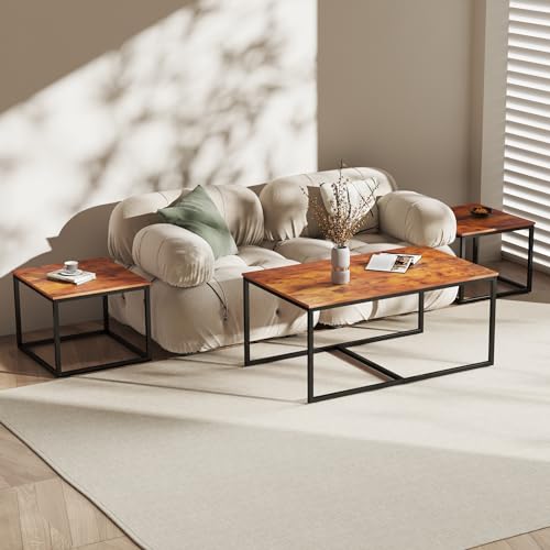 3 Piece Industrial Rectangular Nesting Coffee Table Set N93059