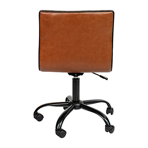 White Ribbed Upholstered Vinyl Swivel Desk Chair U678