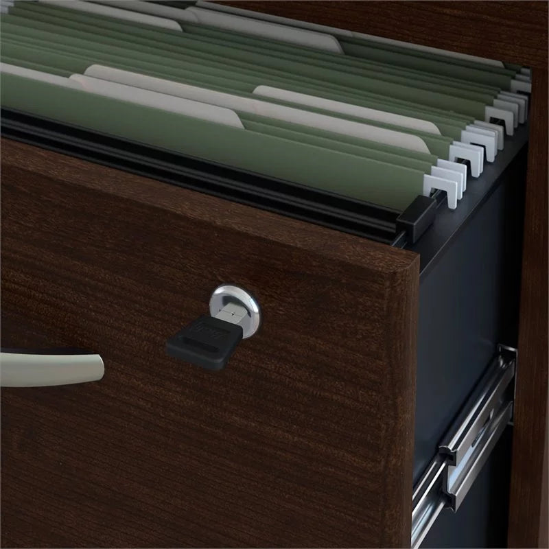 60W Bow Front U Desk with Drawers in Mocha Cherry Engineered Wood Z586