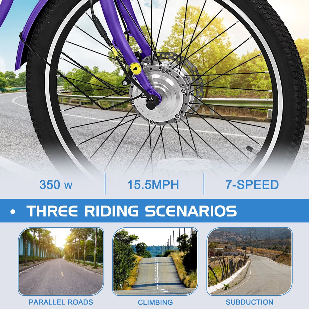 24'' 500W 7-Speed Electric Tricycle with Removable Battery I9547