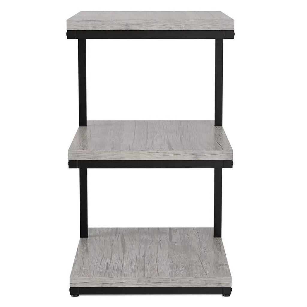 Light Gray 3-Shelf Metal Side Table Set of 2 Y864