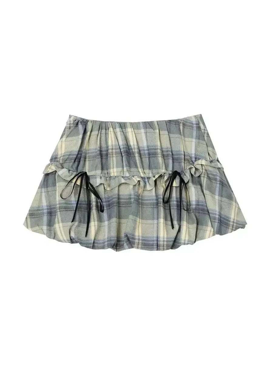 Ribbon Checked Mini Skirt U7392