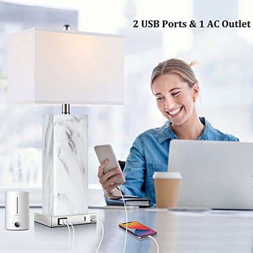 Touch Control Table Lamps Set of 2 with USB Ports and AC Outlet J20834