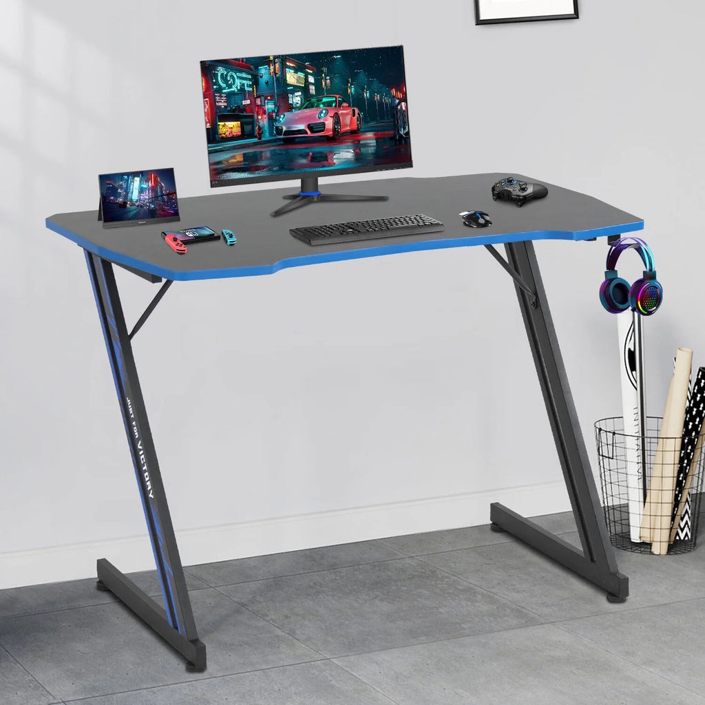 47 inch Z Shaped Gaming Desk with Headphone Hook H225375