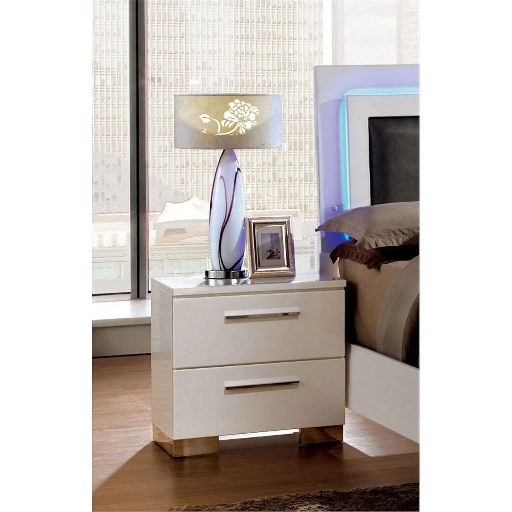 Glossy White Wood Bedroom Set King U298