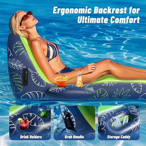 Inflatable Pool Lounger Float with Cup Holder C205218