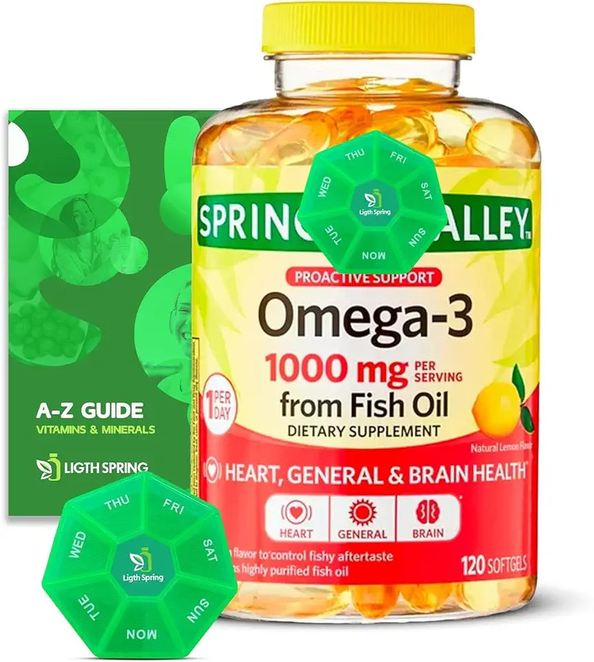1000mg Omega-3 Fish Oil 120 Softgels with Pill Organizer N3257