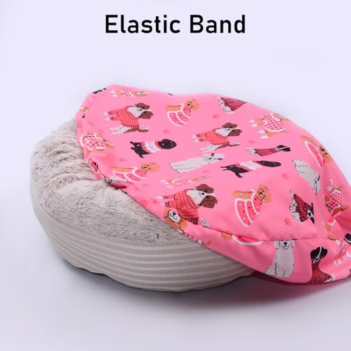 Elastic Edged Washable Round Dog Bed Cover with Christmas Pattern O205