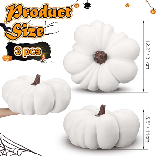 3 Pcs Large Faux Foam Artificial Pumpkin I1280