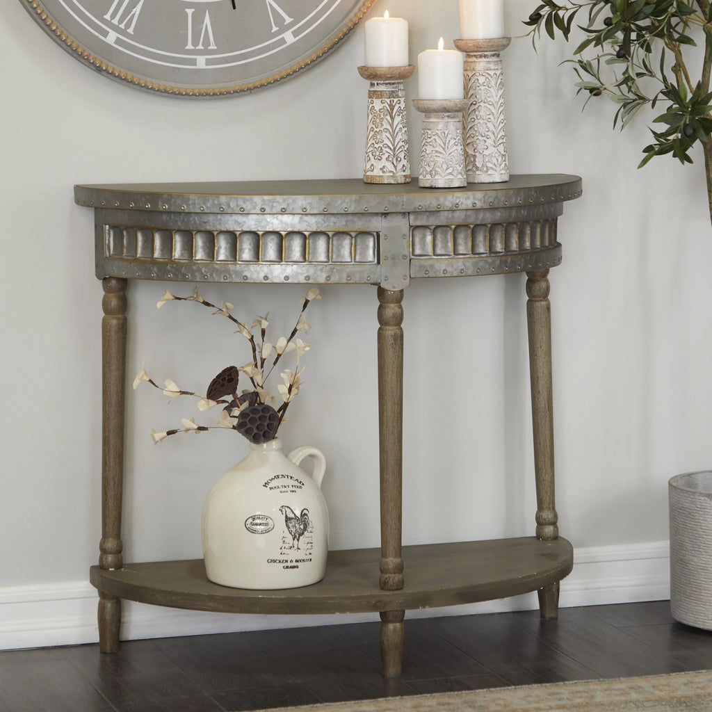 Metal Half Moon Console Table W163