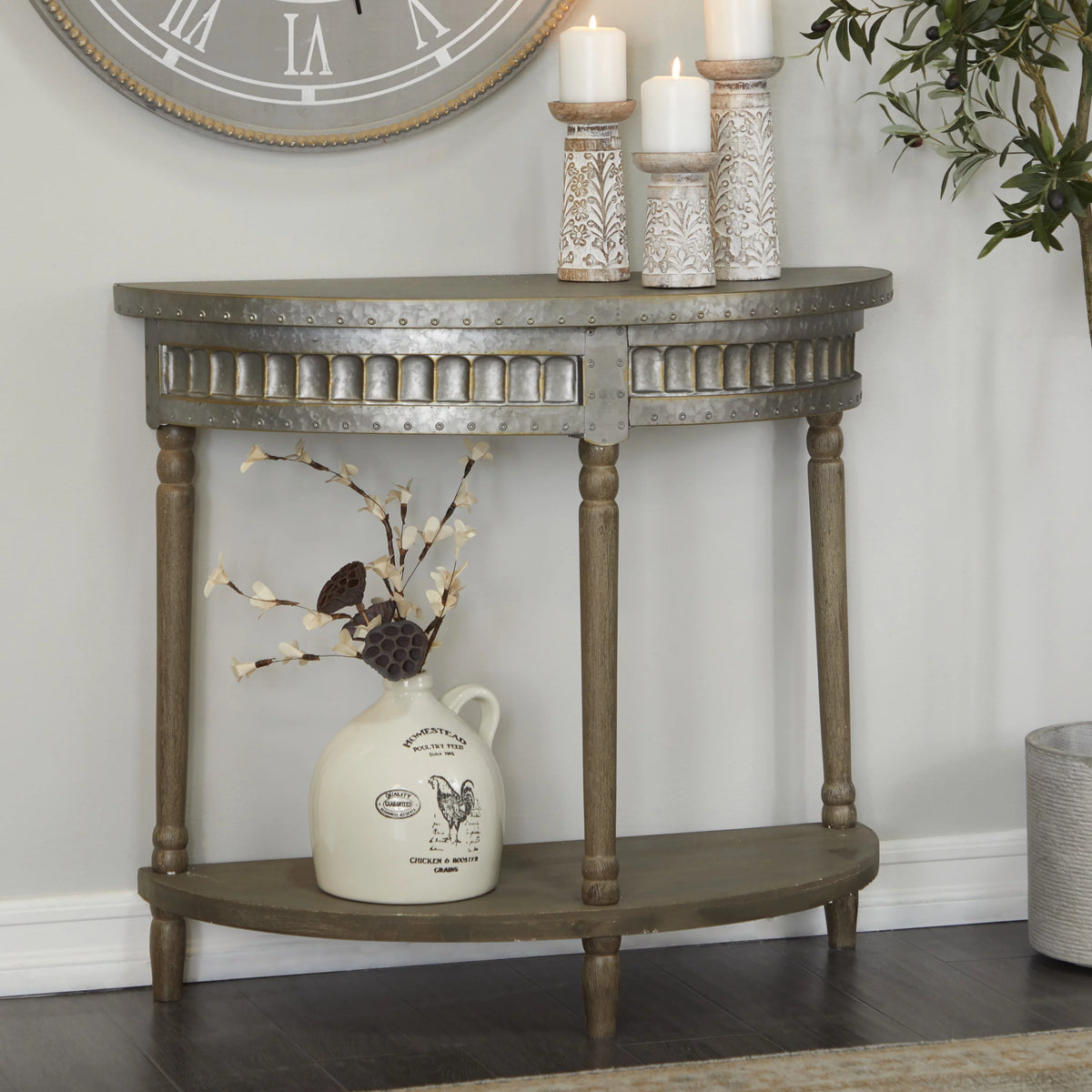 Metal Half Moon Console Table W163