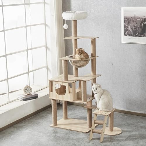 65-Inch Wood Cat Tree Tower with Condo C2469