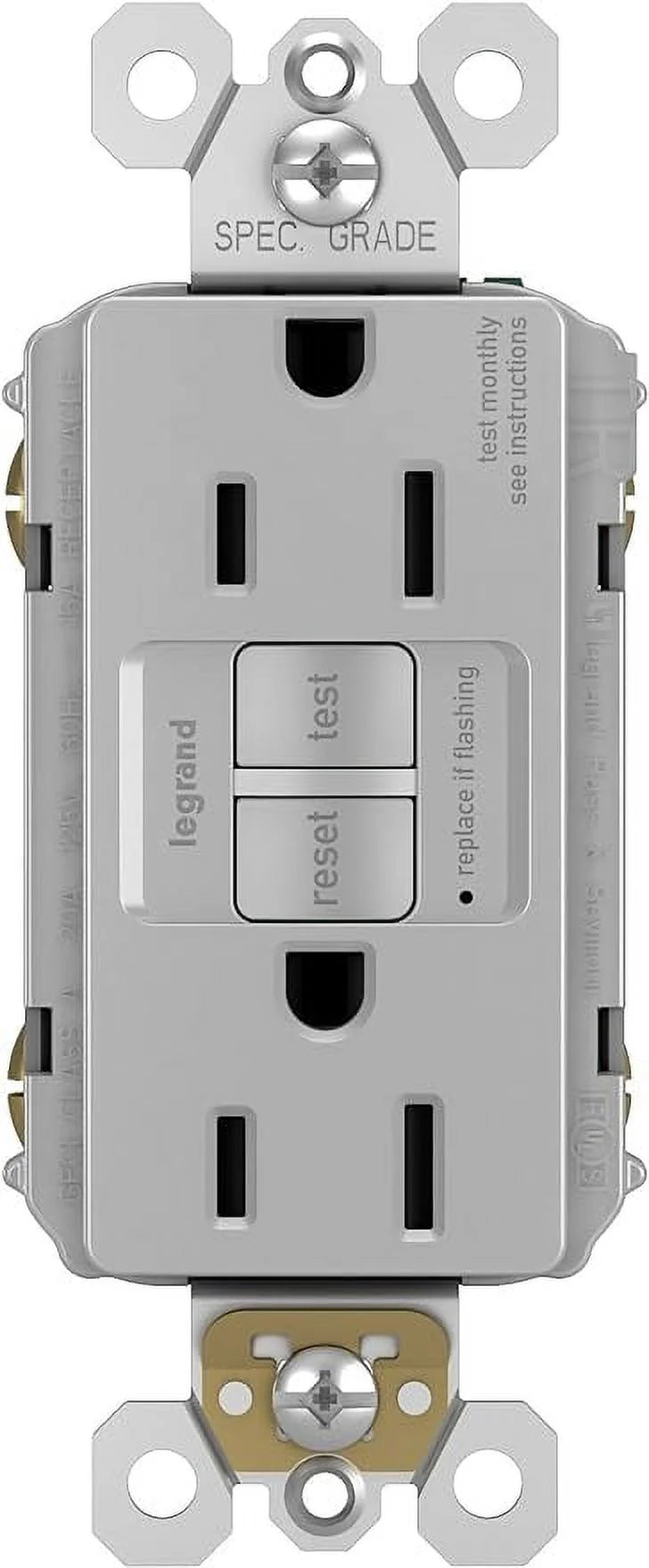 Gray 15 Amp 125 Volt Self-Test GFCI Outlet V80869
