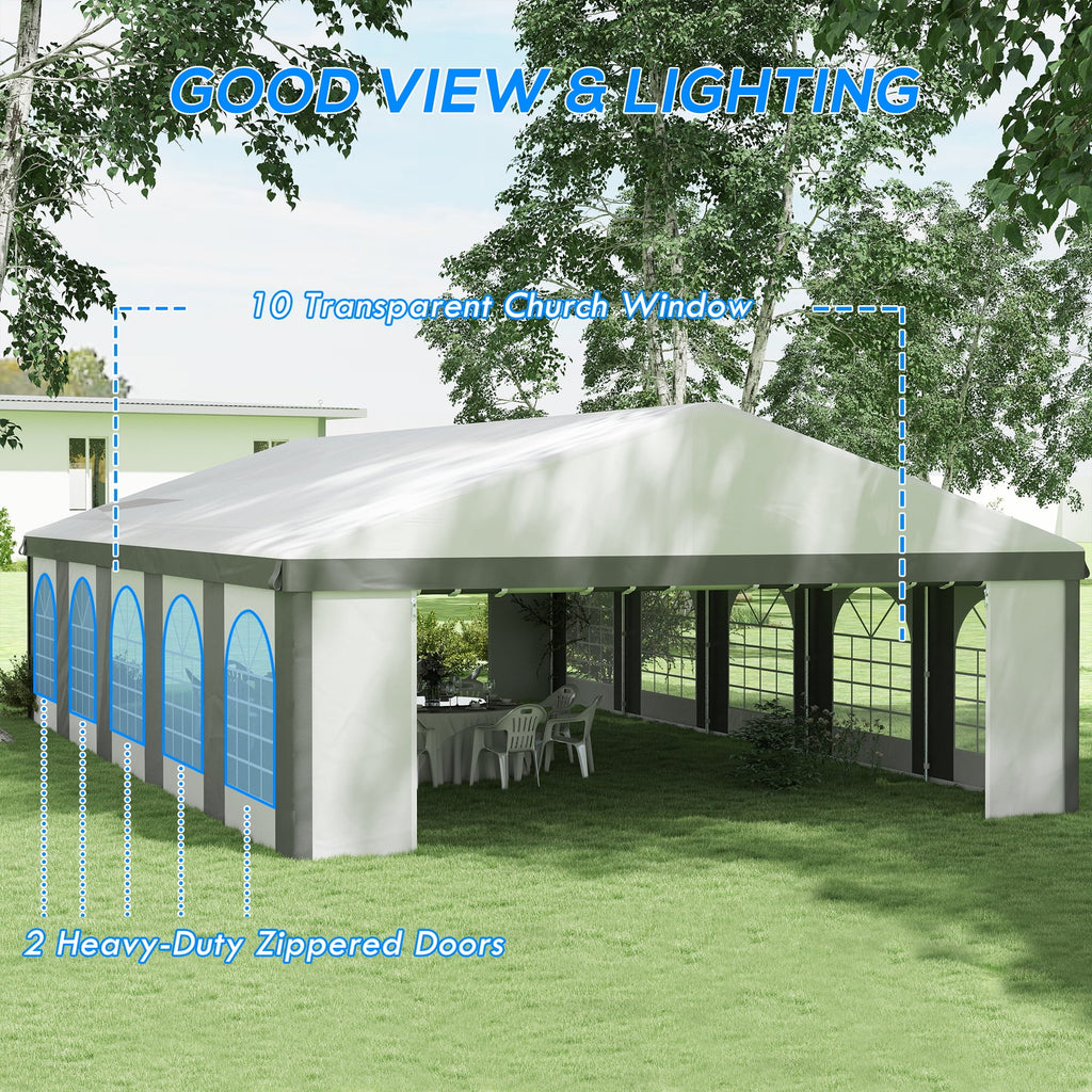 20' x 33' Heavy-duty Large Tent with Sidewalls, Gray W86323