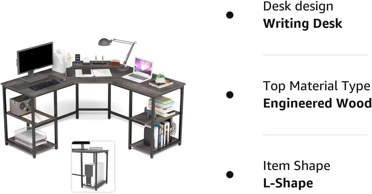 L-Shaped Desk with Shelves Corner Desk A2659