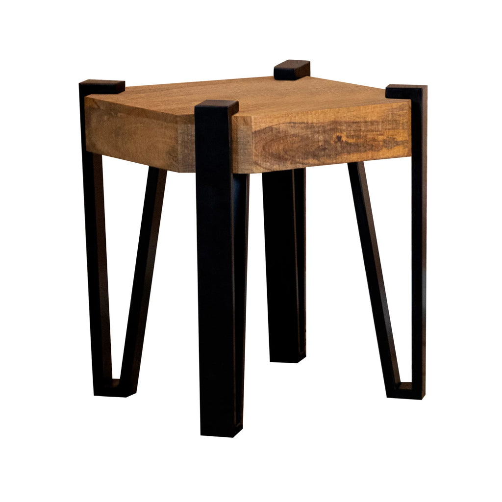 Wooden Square Top End Table Natural and Matte Black H12069