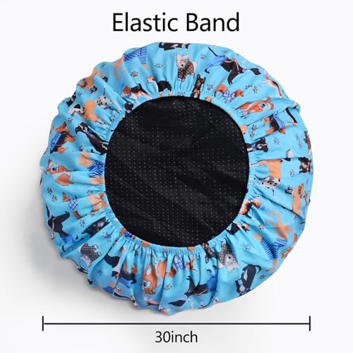 Elastic Edged Washable Round Dog Bed Cover with Christmas Pattern O205