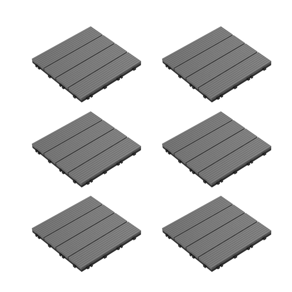 6-Pack Interlocking Weather-Resistant Deck Tiles Dark Gray Square P895547