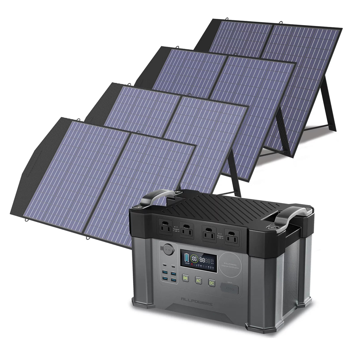 2000 Watt 1500Wh Portable Solar Generator Kit with 4 Pack 100W Foldable Solar Panel Z306